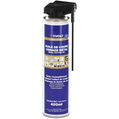 Tivoly • Huile de Coupe Aérosol Biodégradable 400ml - Usinage Métal - Diffusion large et précise - Évite l'échauffement, réduit l'effort de coupe et prolonge la durée de vie
