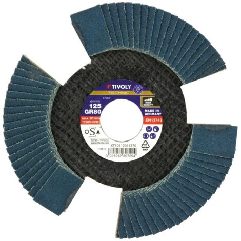 Tivoly • Disque de décapage Lamelle Zirconium Ajouré Spécial Vision Grain 120 Ø125mm Alesage 22,2mm M14 (1/3)