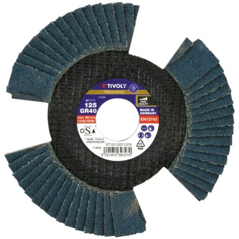 Tivoly • Disque de décapage Lamelle Zirconium Ajouré Spécial Vision Grain 40 Ø125mm Alesage 22,2mm M14 (1/3)
