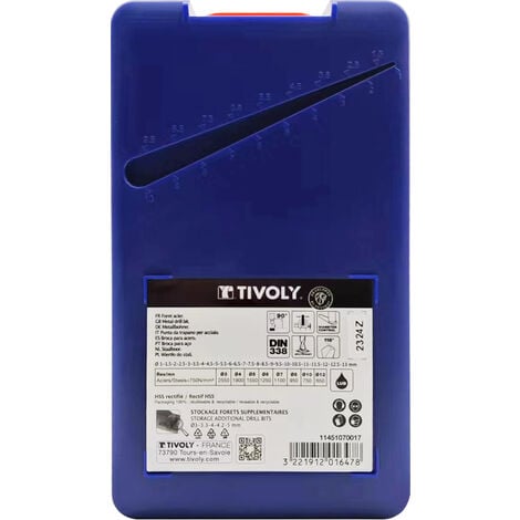 Tivoly • Coffret 25pcs de Forets Métaux rectifiés HSS, Ø1 à 13mm par 1/2mm