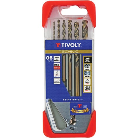 Tivoly • Coffret de 6 Forets Metal Cobalt Technic Gradués contenant les Ø2-3-4-5-6mm