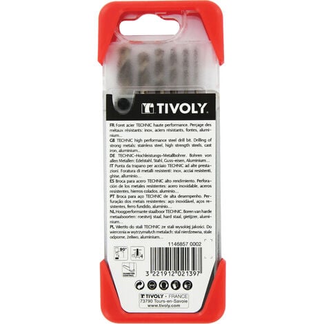 Tivoly • Coffret de 6 Forets Metal Cobalt Technic Gradués contenant les Ø2-3-4-5-6mm