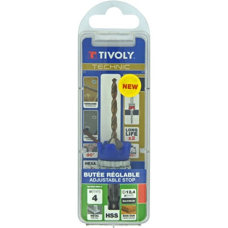 Tivoly • Mèche & Fraise 2en1 Bois Metal Technic, Queue hexa, Usage intensif Ø 4mm