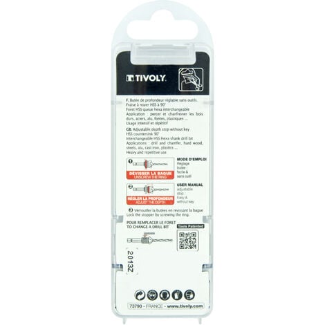 Tivoly • Mèche & Fraise 2en1 Bois Metal Technic, Queue hexa, Usage intensif Ø 4mm