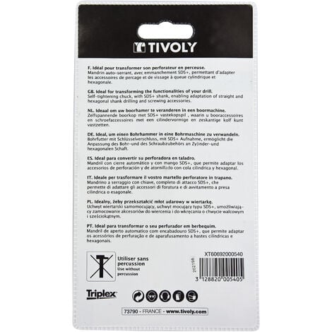 Tivoly • Mandrin Auto-Serrant Capacité Ø2 à 13mm pour Perforateur Electrique SDS+