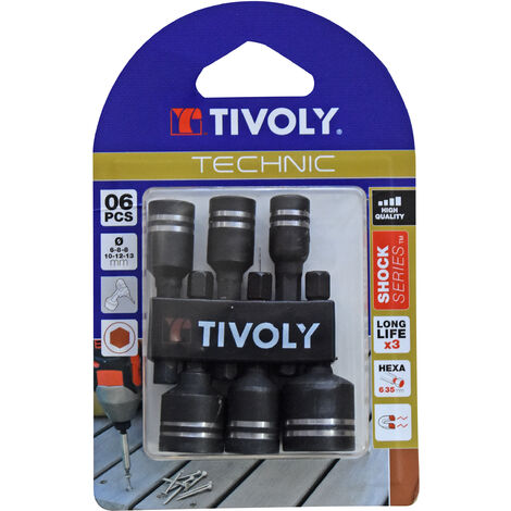 Tivoly • Lot de 6 noix de serrage magnétiques Ø 6 à 13 mm -IMPACT 