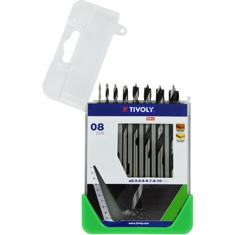 Tivoly • Coffret 8 forets bois 3 pointes Ø 2 à 10mm 