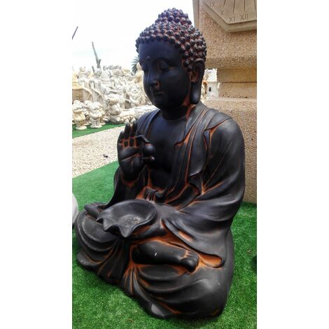 Statue Bouddha PROSPÉRITÉ 81cm. Pierre reconstituée Couleur Oxyde