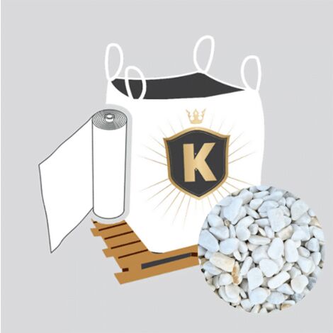 Kit Galets blanc + géotextile = 1 Big Bag galet de marbre blanc 8/12 1.5T [environ 20m2 sur 5cm d'épaisseur] + 1 géotextile 25m2