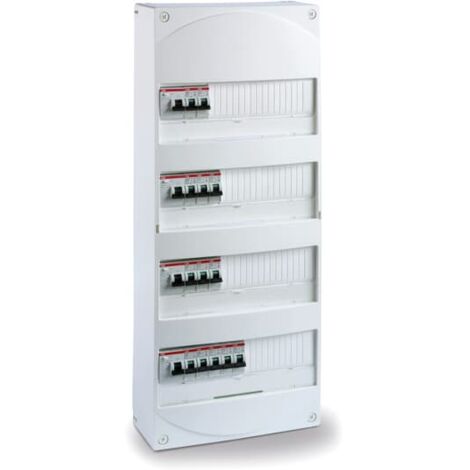 ABB – Coffret électrique 4 rangées – 4 interrupteurs différentiels 40A/63A – 13 disjoncteurs 10A/16A/20A/32A – Conforme norme NF C 15-100
