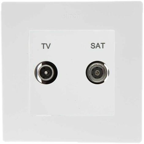 Prise TV-SAT griffes connexion vis blanc + plaque 1 poste S rie 24 Harmonie SIMON (1/3)