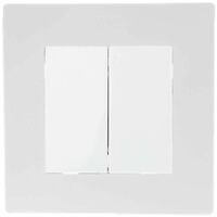 Interrupteur double va-et-vient 10A griffes connexion rapide blanc + plaque 1 poste S rie 24 Harmonie SIMON