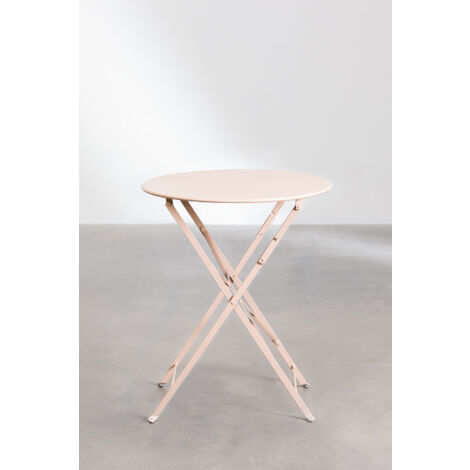 SKLUM Runder klappbarer Gartentisch aus Stahl (Ø59,5 cm) Sergey Beige