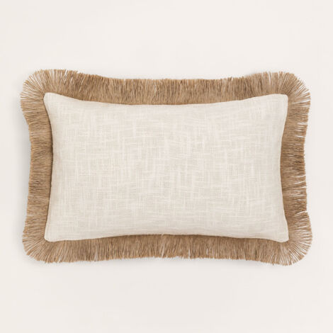 SKLUM Rechteckiges Baumwollkissen (30x50 cm) Paraiba Gardenia Weiß - Beige Leinen                                   (1/5)