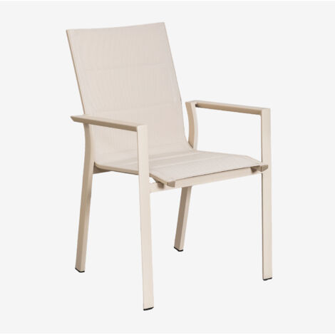 SKLUM Stapelbarer Gartenstuhl Karena mit Aluminiumarmlehnen Beige Tapioca