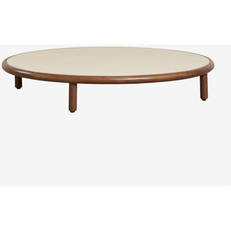 SKLUM Runder Couchtisch Olivia aus Akazienholz Beige Semoline - Akazienbraun dunkel Ø100 cm