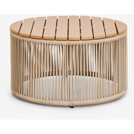 SKLUM Runder Garten-Couchtisch aus Eisen und geflochtenem Seil Calipso Ø70 cm