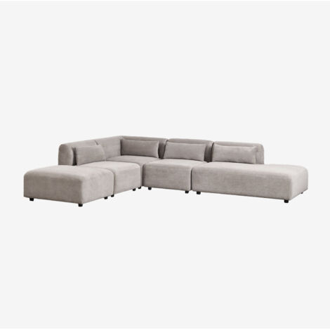 SKLUM 4-teiliges modulares Ecksofa mit Chaiselongue rechts und Fogler-Hocker                                   