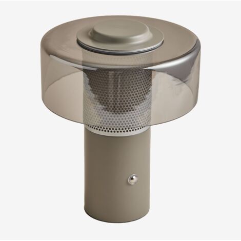 SKLUM Kabellose LED-Außentischleuchte Elfriede aus Glas und Stahl Helles Grau Taupe                                  