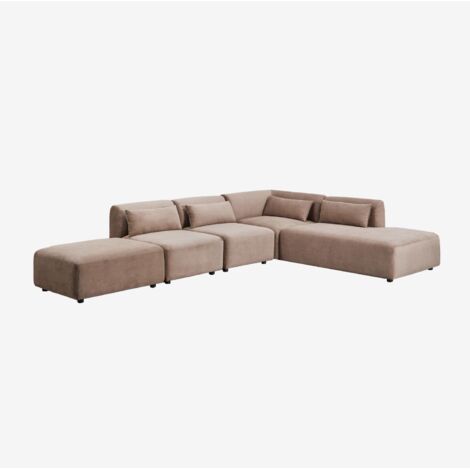 SKLUM 4-teiliges modulares Ecksofa mit Chaiselongue rechts und Fogler-Hocker