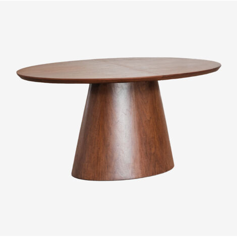 SKLUM Ovaler Esstisch 160-200x100 cm ausziehbar, MDF und Furnier Gala Braun Dark