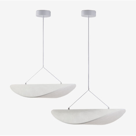 SKLUM 2er-Set LED-Deckenleuchten aus Zelvon-Stoff Weiss &x2194&xFE0E 60 cm - &x2194&xFE0E 80 cm                                  (1/5)