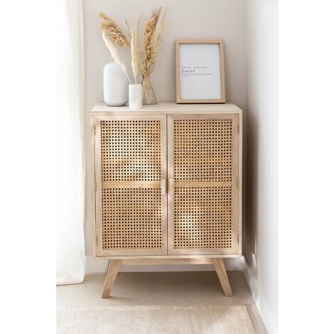 SKLUM Sideboard aus Holz mit 2 Türen Ralik Design              Braun Natur                     