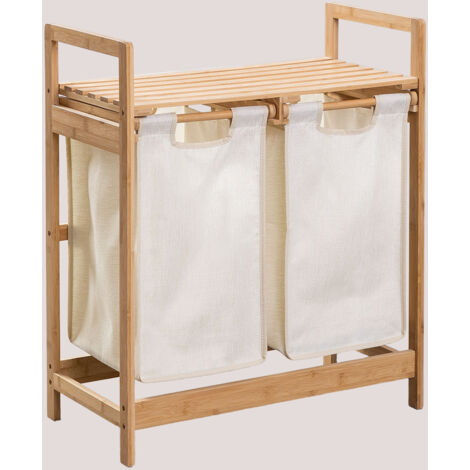 SKLUM Joesh Bambus-Wäschekorb Weiss ↑74 cm