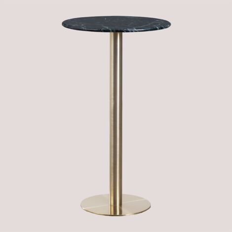SKLUM Runder hoher Bartisch aus Marmor (Ø60 cm) Cosmopolitan           Champagner-Gold           Grüner Marmor             