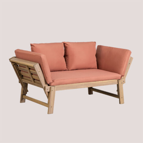 SKLUM 3-Sitzer-Gartensofa verstellbar aus Akazienholz Guille Terracotta