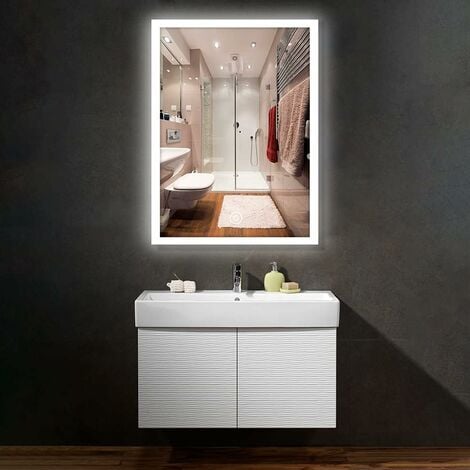 specchio da parete luce bianca calda 60x80 cm Specchio da bagno a LED con illuminazione 