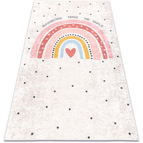 Alfombra lavable JUNIOR 51300.802 Arcoiris, puntos para niños antideslizante - beige beige 200x290 cm (1/5)