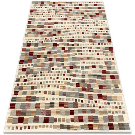 Alfombra de lana KILIM 7950/52933 Geometric beige / gris / burdeos beige 80x140 cm