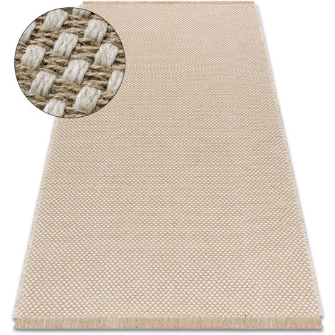 Alfombra JUTE 3731 crema / beige - yute, tejido plano, flecos beige 60x100 cm (1/5)