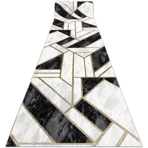 Alfombra de pasillo EMERALD exclusivo 1015 glamour, elegante mármol, geométrico negro / oro 100 cm black 100x880 cm (1/5)