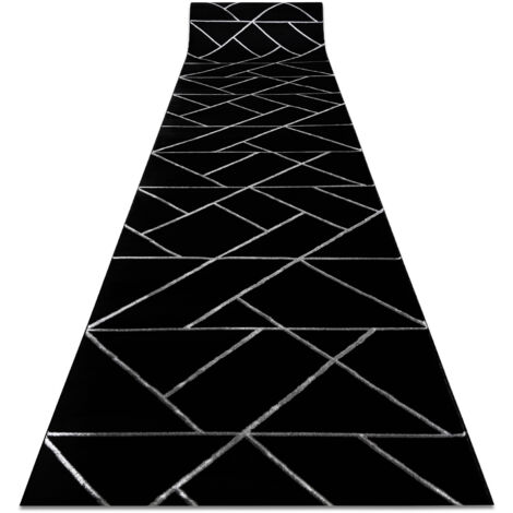 Alfombra de pasillo EMERALD exclusivo 7543 glamour, elegante geométrico negro / plata 100 cm black 100x800 cm (1/5)