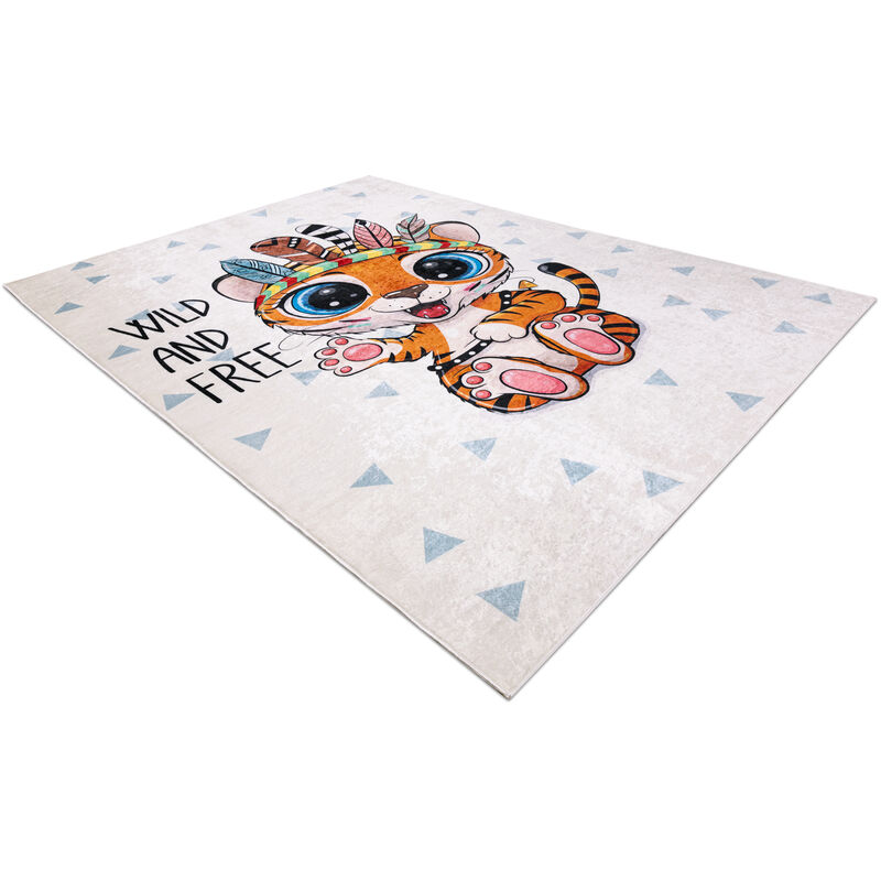 Tappeto lavabile BAMBINO 1960 Tigre, indiano per bambini antiscivolo -  bianco multicolor 140x190 cm