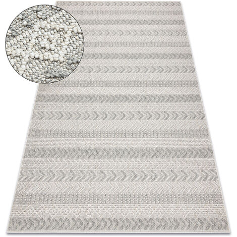 Tappeto JERSEY 19243 grigio - Spina di pesce strutturali, loop BOHO beige 200x290 cm