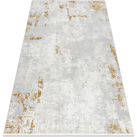 Tappeto moderno DUKE 51378 panna / oro - Cemento, pietra strutturata, molto morbida, frange beige 120x170 cm