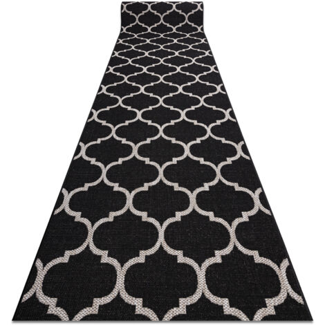 PASSATOIA SIZAL FLOORLUX disegno 20608 Traliccio marocchino nero / argento 120 cm black 120x980 cm (1/5)