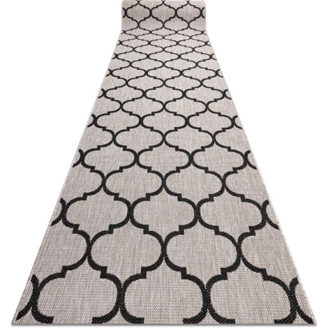 PASSATOIA SIZAL FLOORLUX disegno 20608 Traliccio marocchino argento / nero 70 cm beige 70x370 cm (1/5)