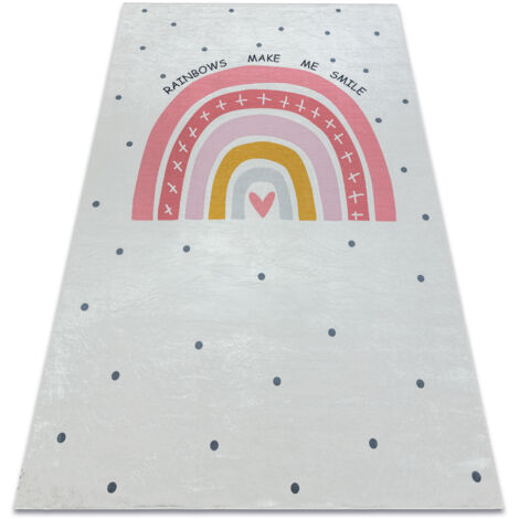Tappeto lavabile BAMBINO 47810 Arcobaleno, punti per bambini antiscivolo - bianca / rosa white 200x290 cm (1/5)