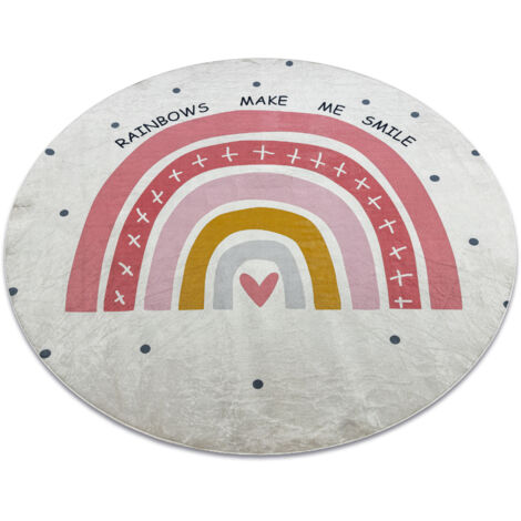 STARUIA Tappeto rotondo arcobaleno per cameretta dei bambini, lavabile, 1,5 m, per sala giochi, antiscivolo, colorato, per classe, grandi principesse