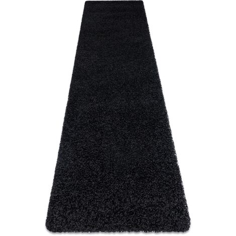 Tappeto, tappeti passatoie SOFFI shaggy 5cm nero - per il soggiorno, la  cucina, il corridoio black 60x200 cm