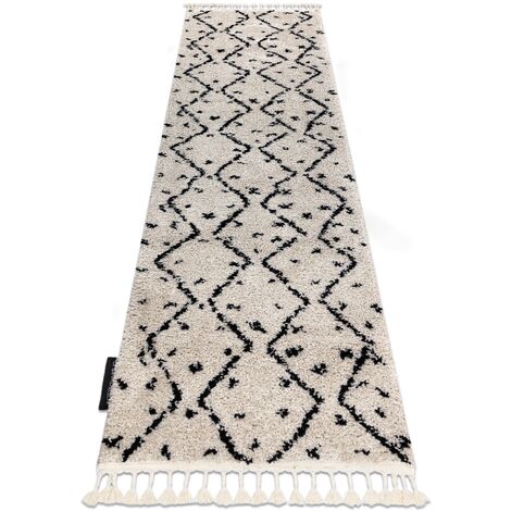 Tappeto, tappeti passatoie BERBER TETUAN B751 zigzag crema - per il  soggiorno, la cucina, il corridoio beige 60x200 cm