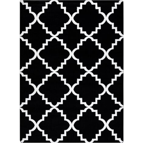 Tappeto SKETCH - F343 nero/crema marocco trifoglio trellis black 80x150 cm