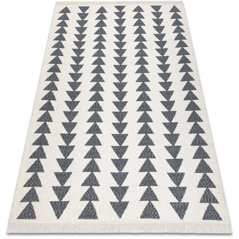 Tappeto TWIN 22992 geometrica, cotone, bifacciale, Frange ecologiche -  80x150 cm