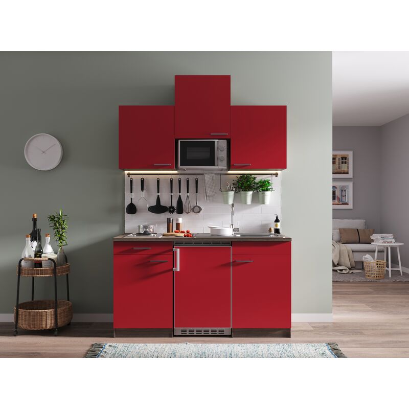 Küche Küchenzeile Singleküche Eiche Rot Oliver Respekta 150 cm York