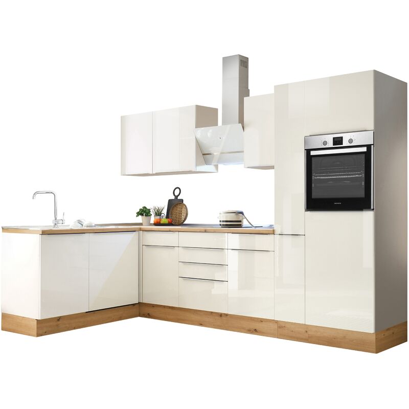 Küche Küchenzeile Winkelküche Marleen Premium 310 cm Weiß Artisan Eiche  Respekta