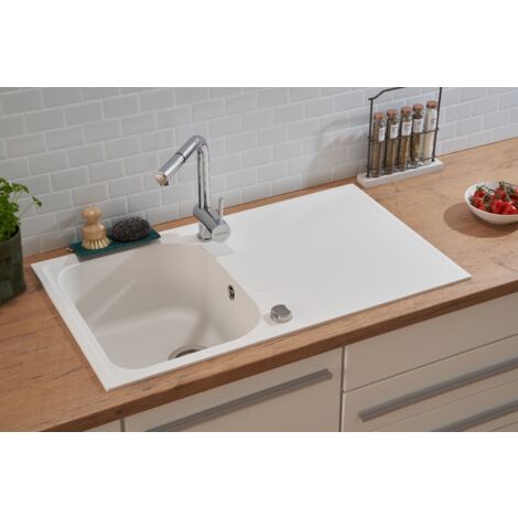 Küchenspüle Einbauspüle Spülbecken Granitspüle 86 x 50 Weiß Respekta Orlando